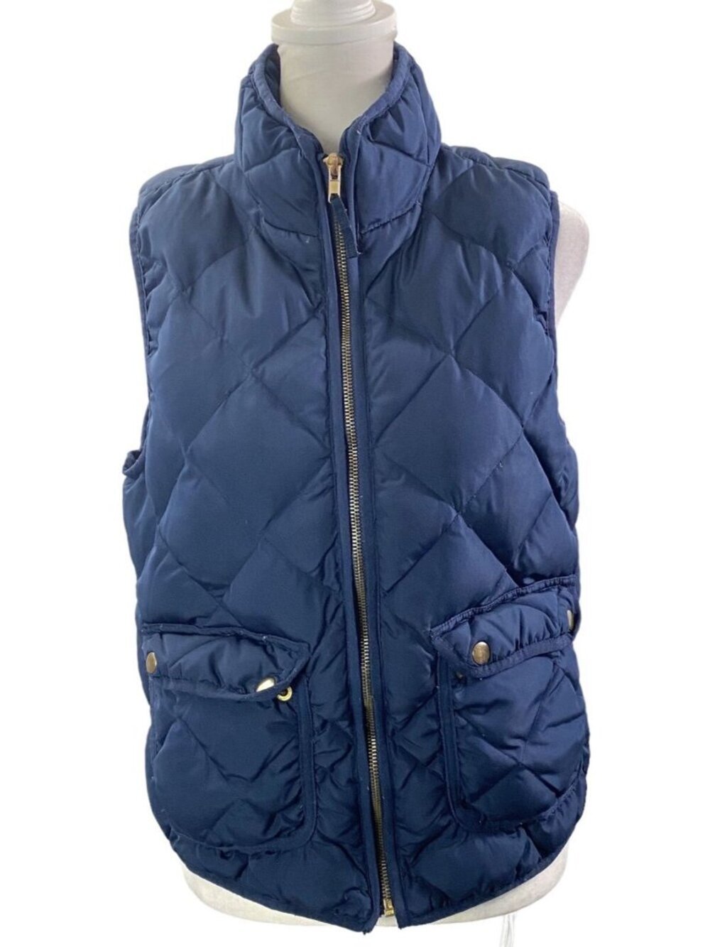 WOOLRICH Women Full Zip Pockets Quilted Duck Down Puff Vest Sz S Blue‎ 72-12